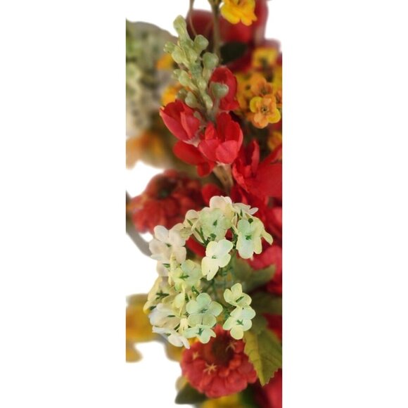 Vibrant Artificial 10-Stem Mixed Floral Bunch W/ Red Yellow & White Blooms - Picture 16 of 16